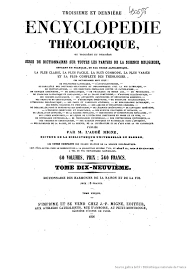 L’Encyclopédie Théologique de l’Abbé Migne. 3ème série (66 Volumes)  [Livres]