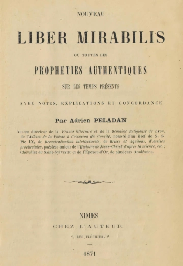 Nouveau Liber Mirabilis - Avec notes, explications et concordance (1871) - [Livres]