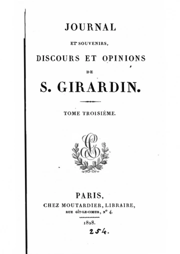 Mémoires, journal et souvenirs - Discours et opinions de Stanislas Girardin - [Livres]