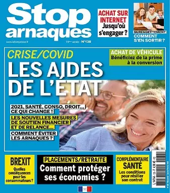 Stop Arnaques N°138 – Janvier-Février 2021  [Magazines]