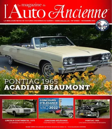 Le Magazine De L’Auto Ancienne – Novembre 2022  [Magazines]