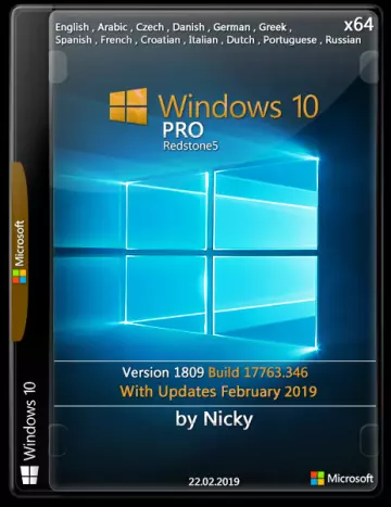 Windows 10 Pro RS5 v.1809.17763.346 Multi x64 Feb2019